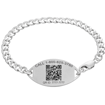 QR Code Classic Embossed Medical ID Bracelet Sterling Silver, Silver, large image number 2